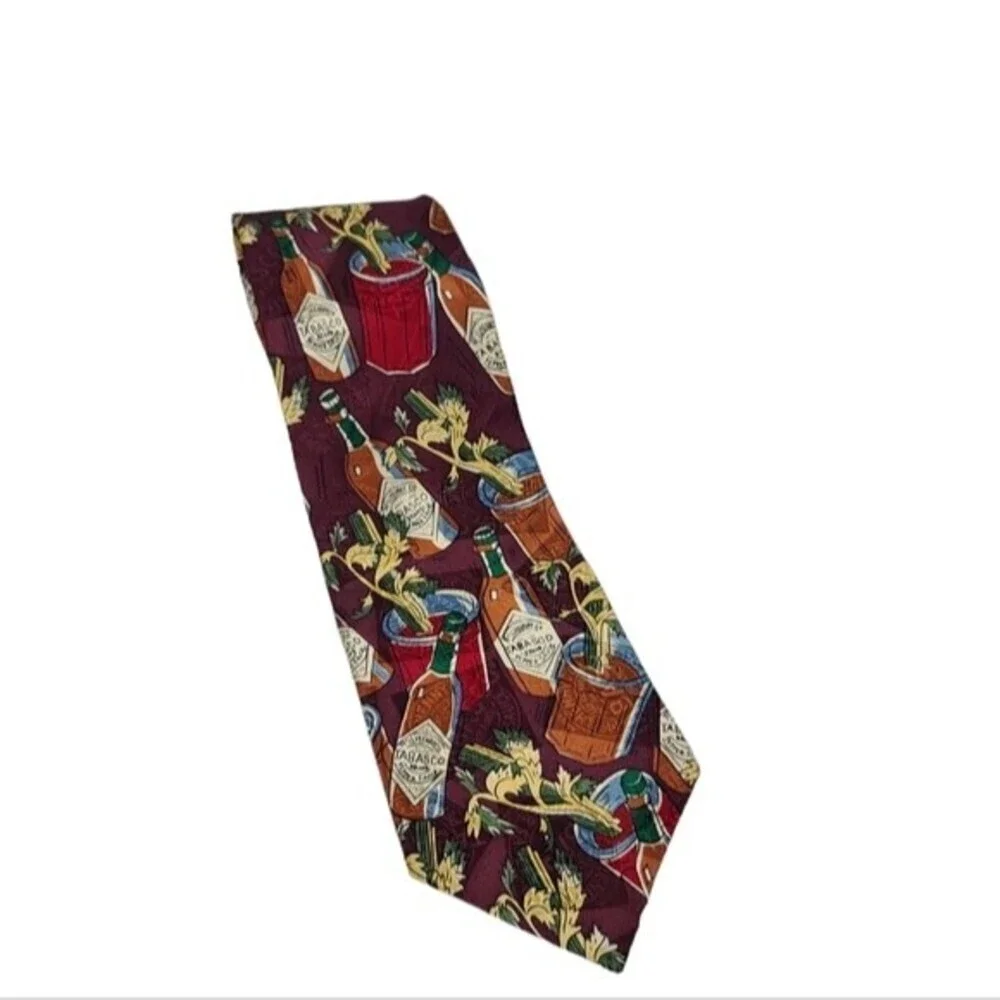 Tabasco Pepper Sauce Multi Colored Print Silk Tie
